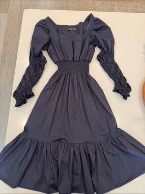 Monica Nera Navy Blue Midi Dress Size Small